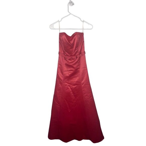 Gunne Sax Jessica McClintock Y2K Pink Bow Tulle Long Formal Prom Dress Sz S 1/2 - Picture 1 of 10